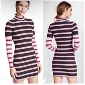 Cinq a Sept Zaria Ribbed Striped Long sleeve Dress